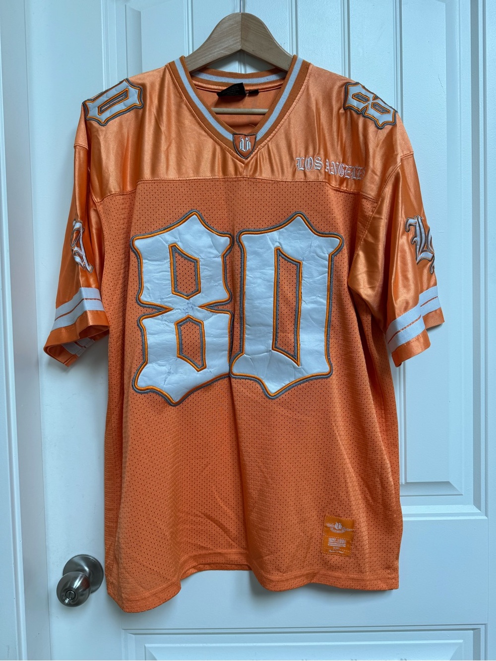 Y2K Victorious Orange Los Angeles “80” Jersey. Size L